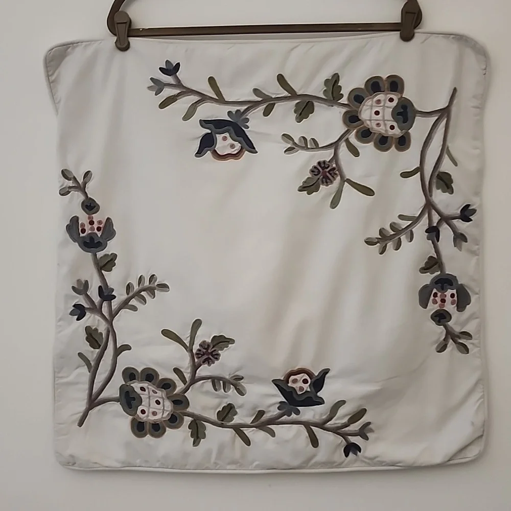 Potterybarn Euro Cotton Floral Embroidered Pillow Case 26